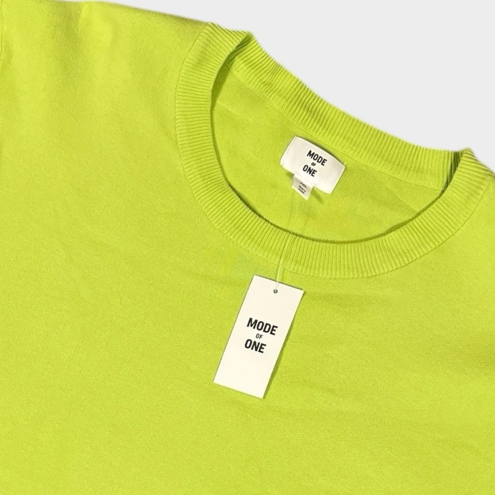 NWT Macy's Mode of One Fleece Boxy Crew Neck Men's Sweatshirt XXL‎ Acid Green